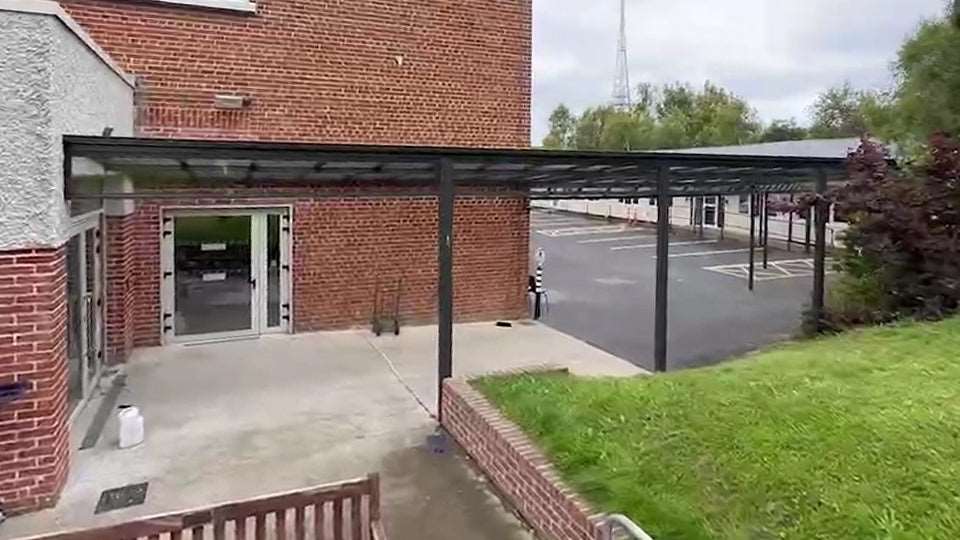 Custom made aluminium, walkway canopy installed in Donnybrook, Dublin 4, School.