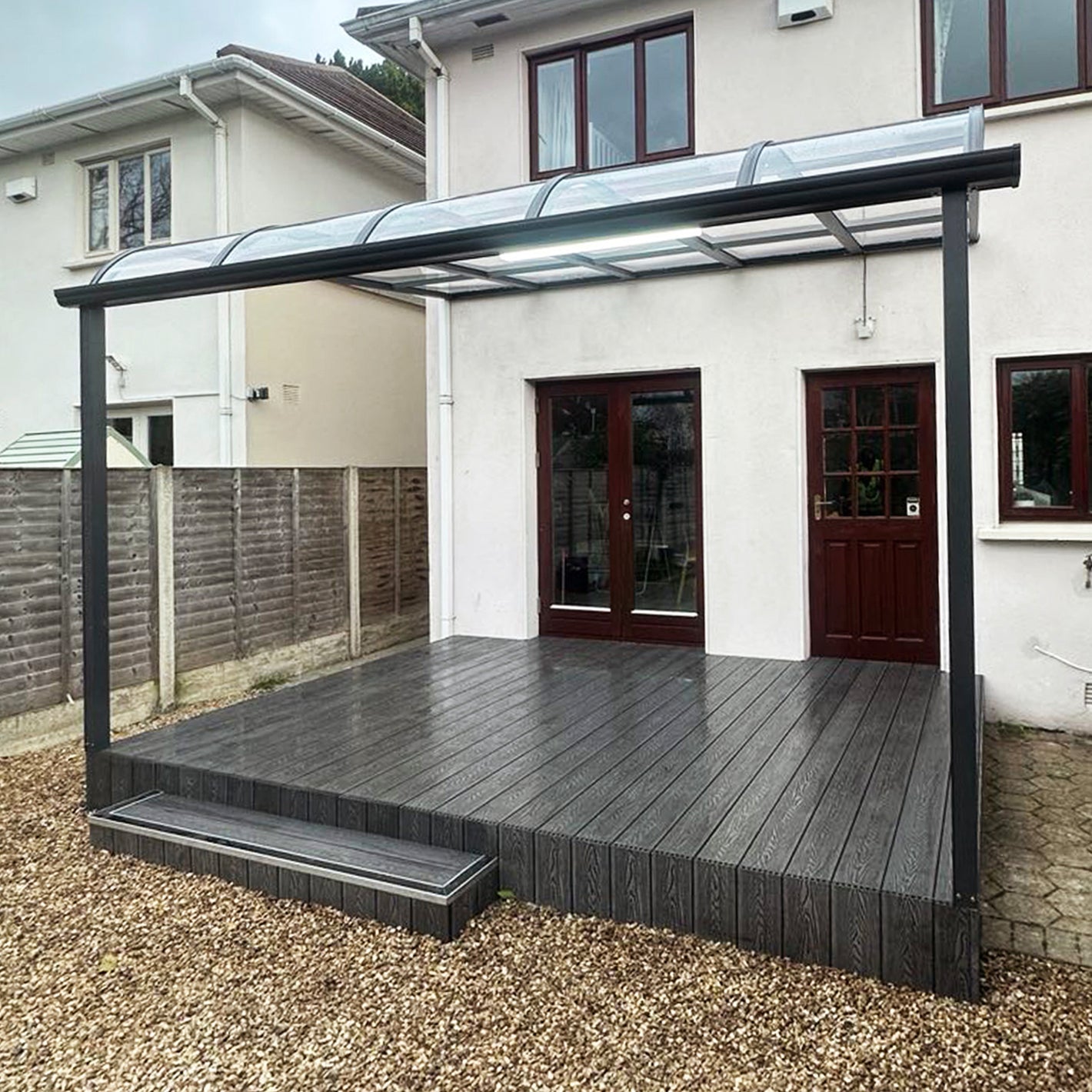 Aluminum canopy with composite decking Ireland | Alumax Ltd